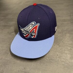 Anaheim Angels Hat New Era Cap 7 Navy Baby Blue 2 Tone Big Logo Los Angeles Wool